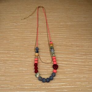 Colorful Beaded Necklace with Heart Pendant